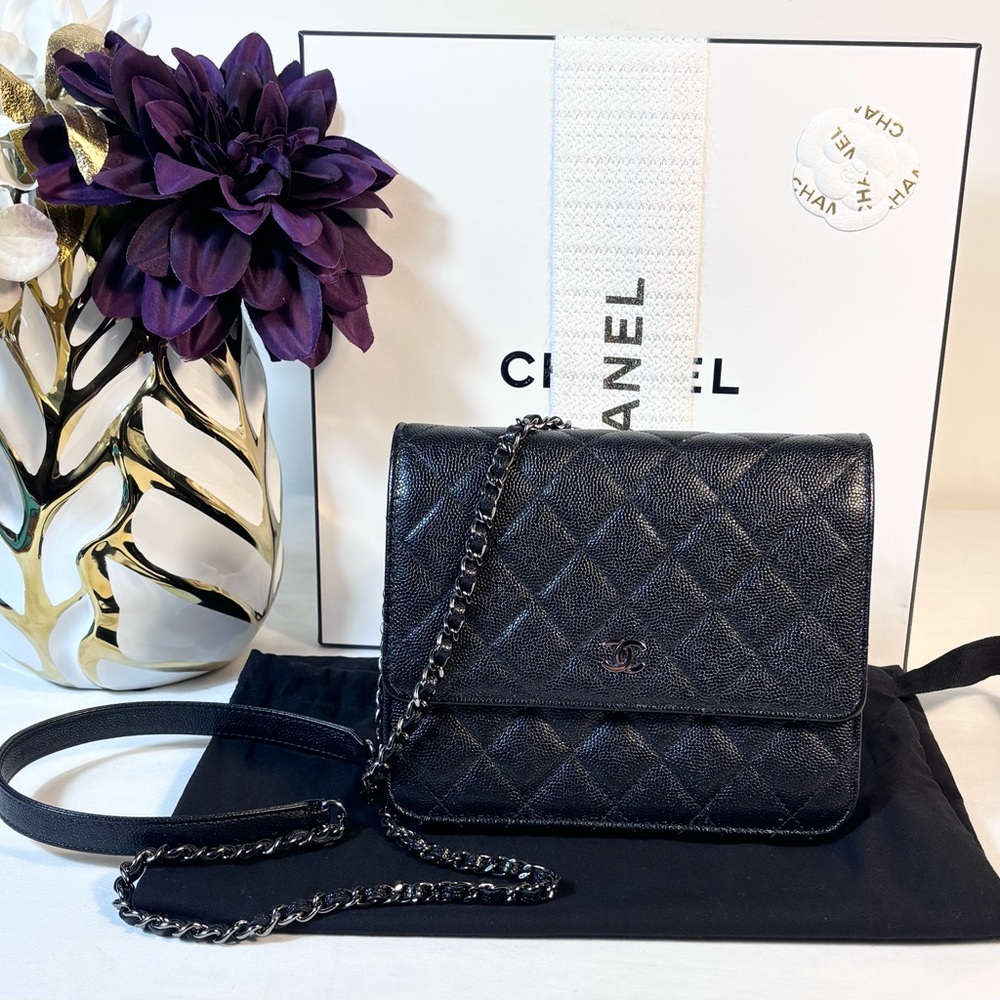 Gorgeous Chanel Square Woc Black Caviar